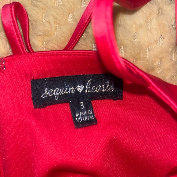 Red Satin A line Dress - Picture 3 of 3